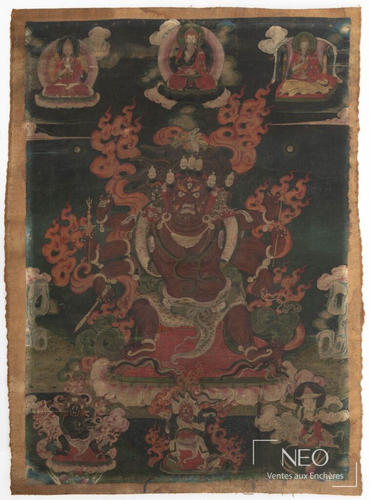 Thangka tibétain représentant la divinité Hayagriva