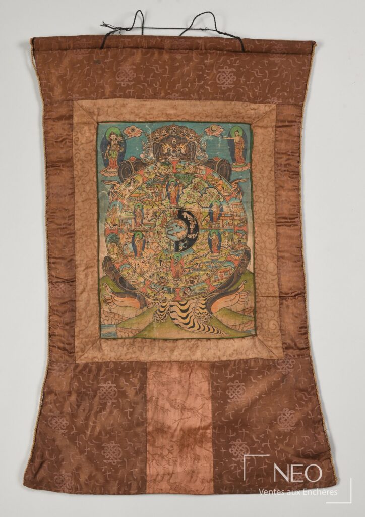 Thangka tibétain représentant la roue de la vie