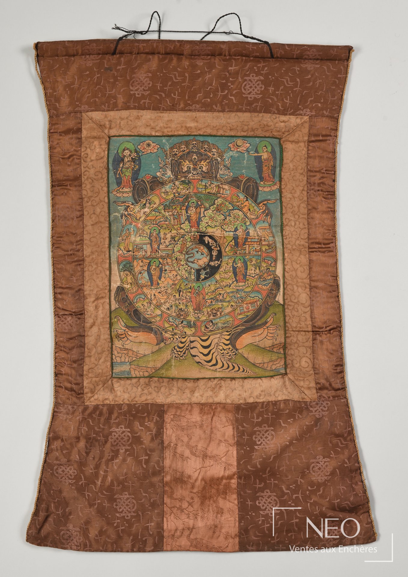 Thangka tibétain représentant la roue de la vie