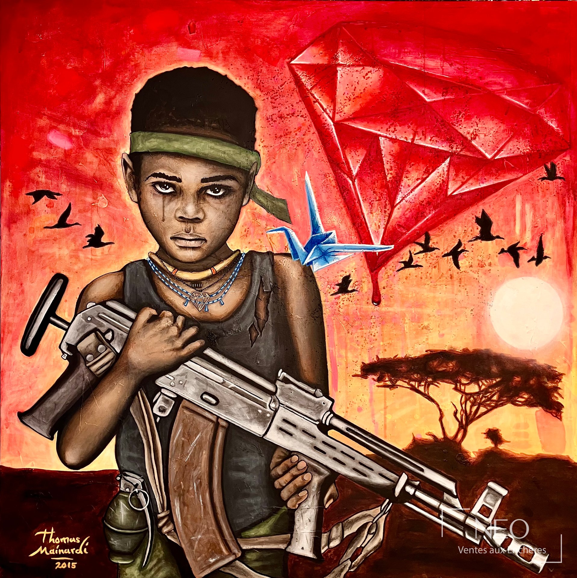 Thomas Mainardi, Children’s blood for diamonds, huile sur toile, 2015