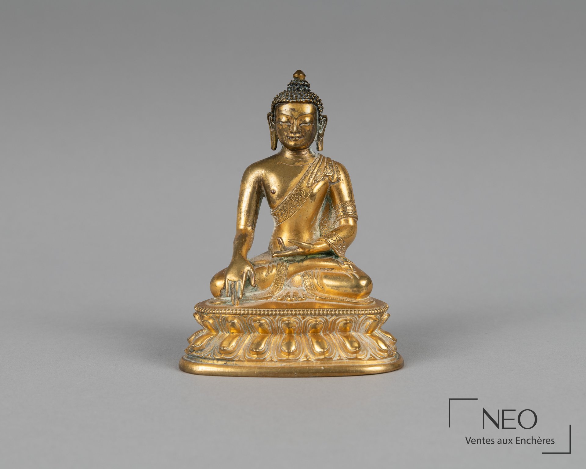 Statuette de Shakyamuni en bronze doré