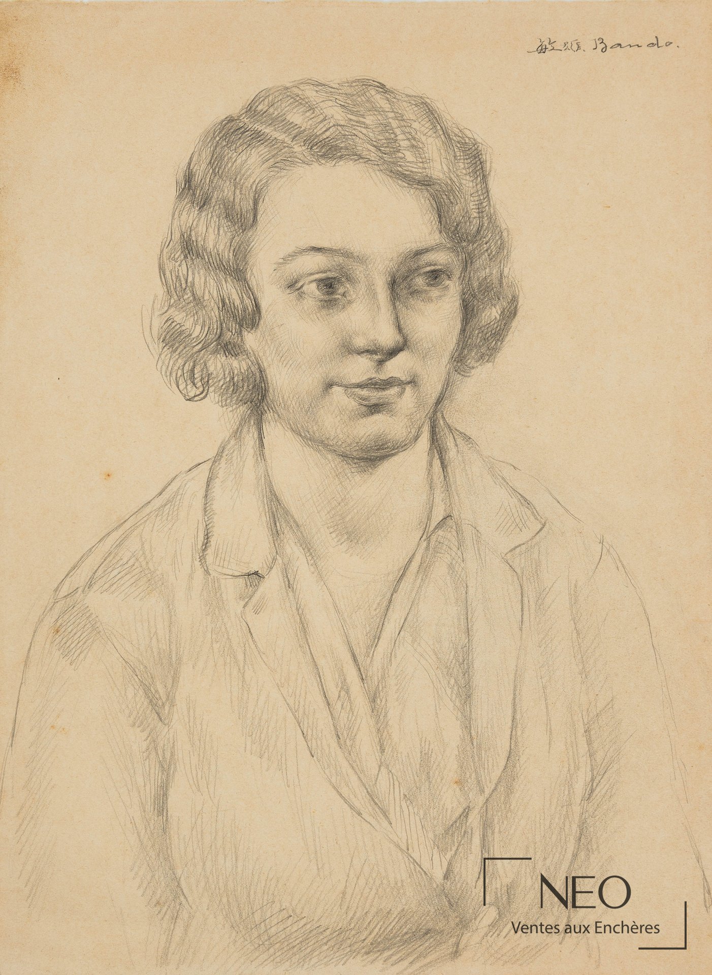 Portrait de femme dessiné au crayon sur papier