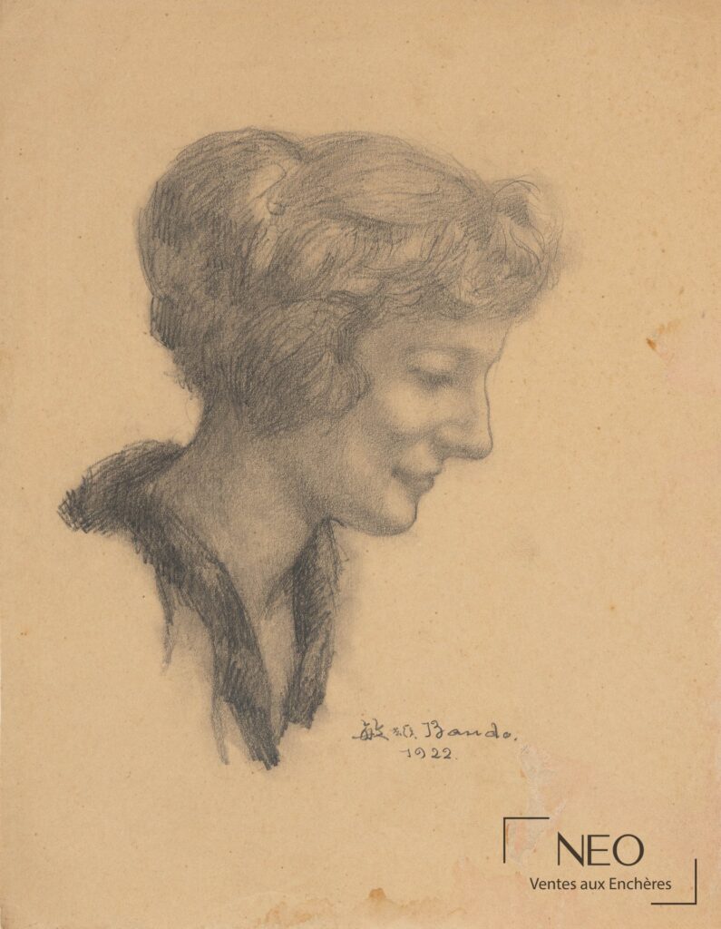 Profil de femme au crayon sur papier