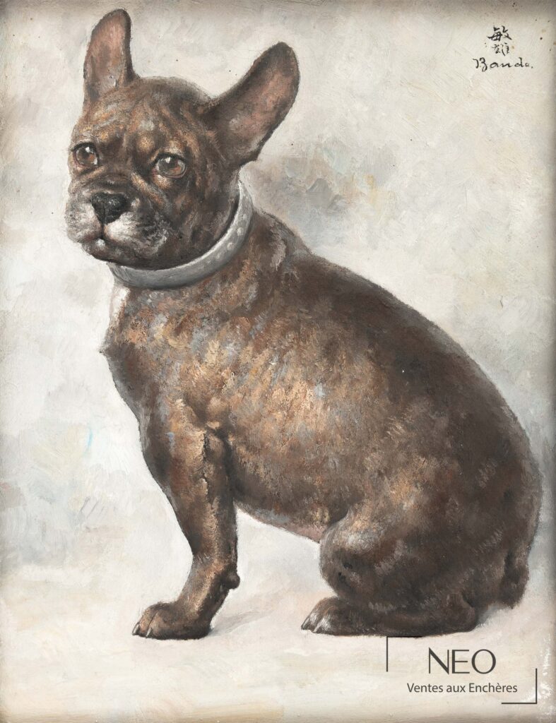 Portrait peint d'un petit chien brun