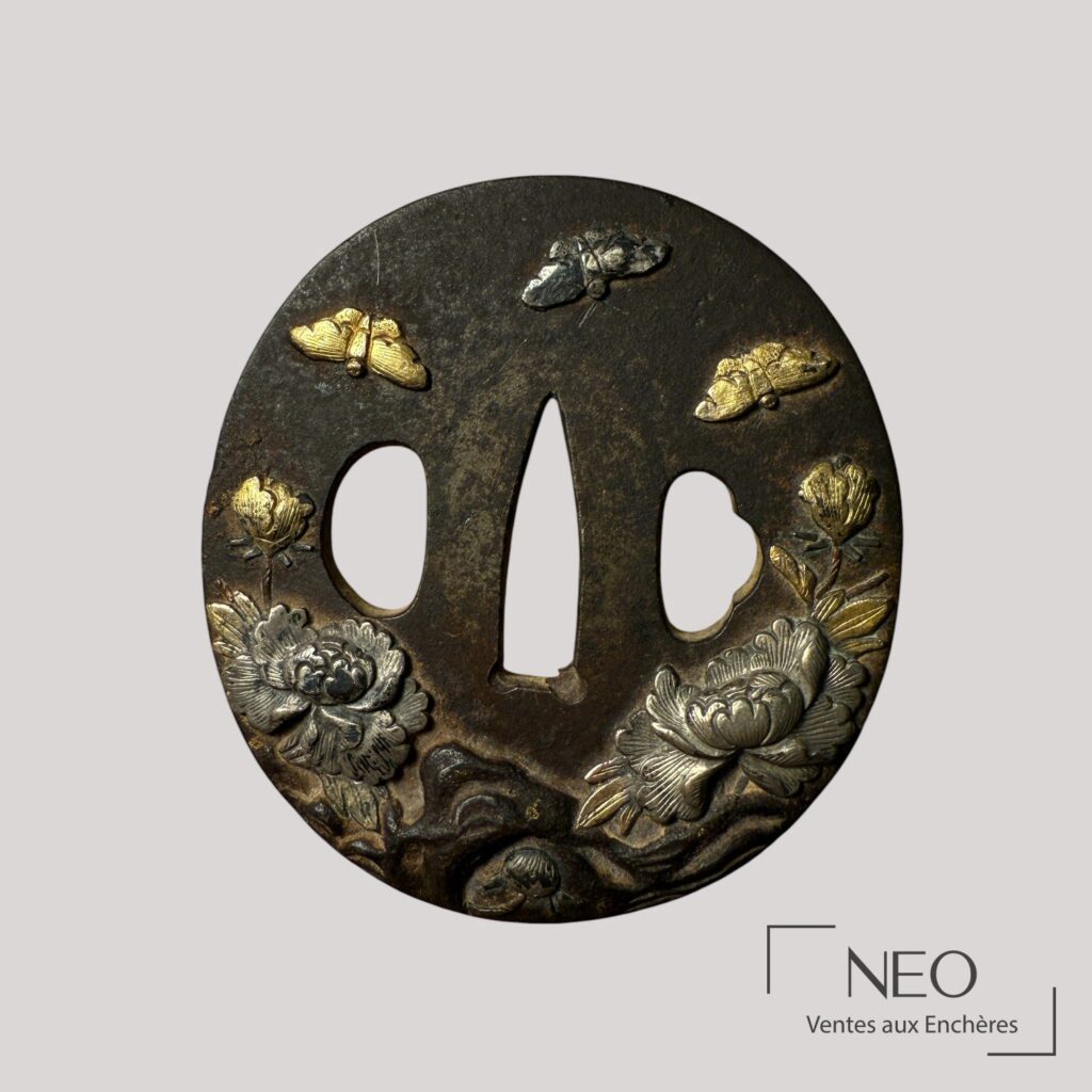 Tsuba nagamaru gata en fer