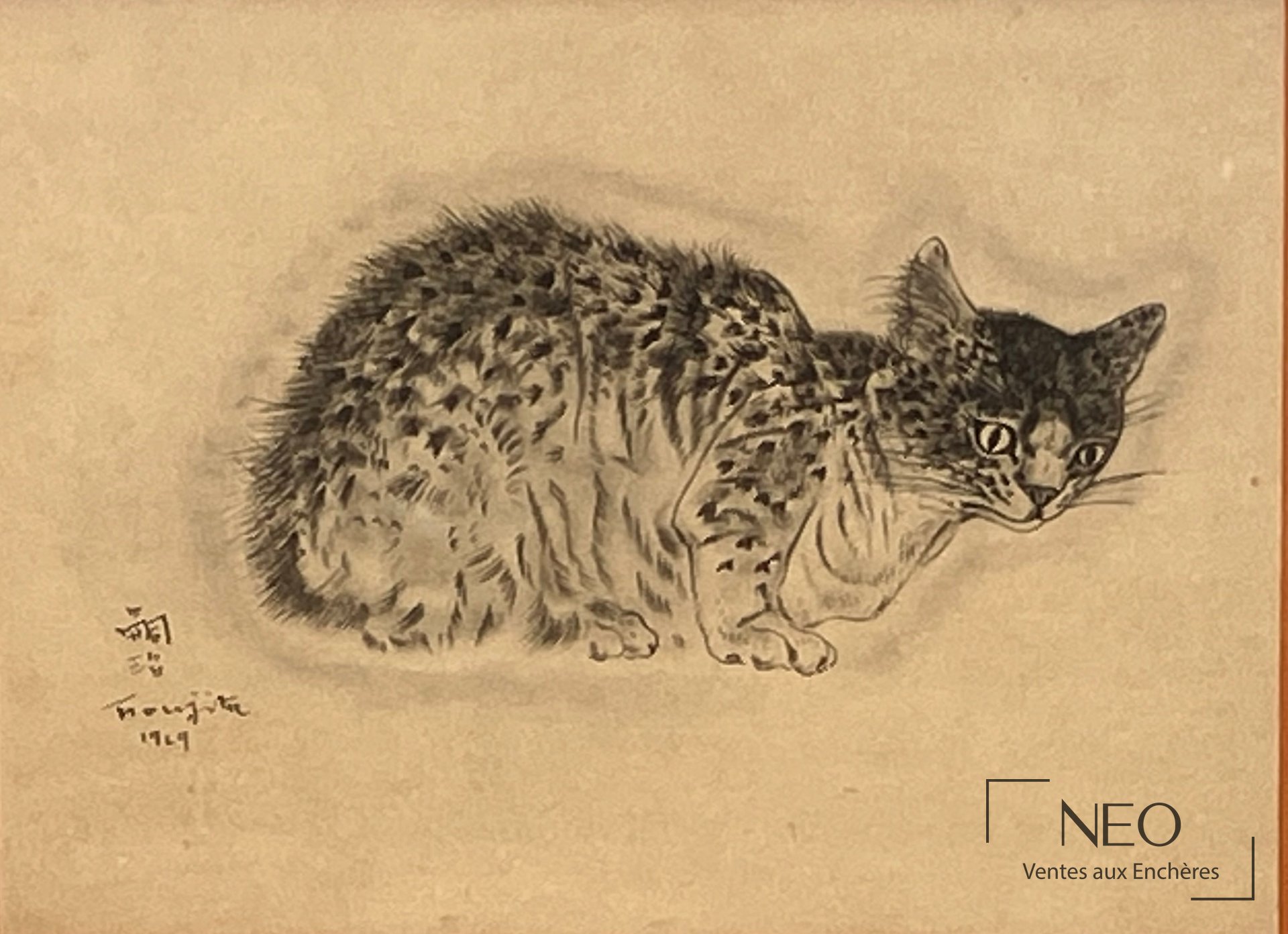 Tsuguharu Foujita d’après Sappho (d’un livre de chats), lithographie sur papier
