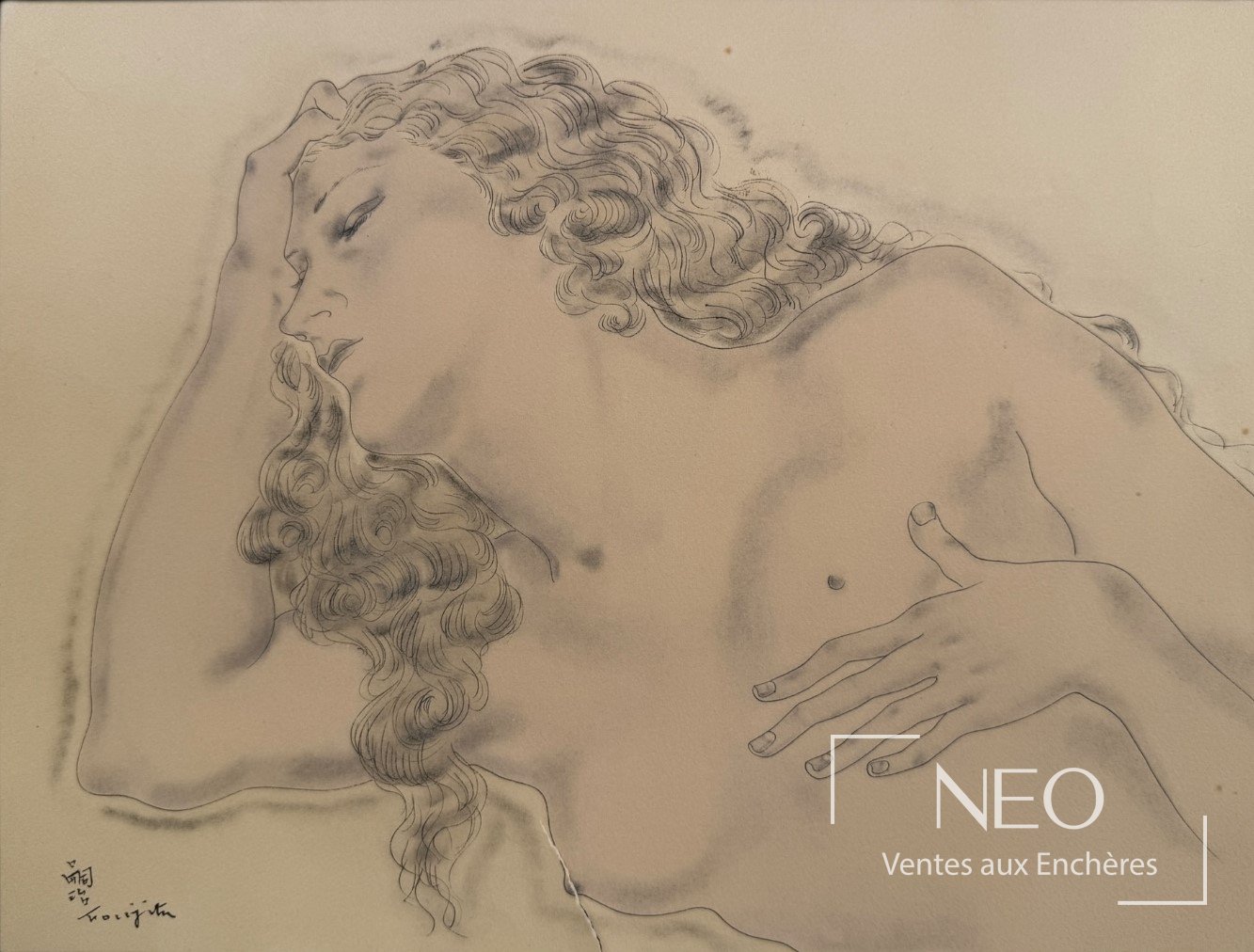 D’après Tsuguharu Foujita, Femme nue, estampe sur papier d’Arches
