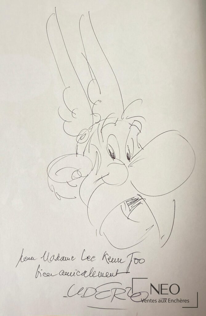 Dédicace manuscrite d'Albert Uderzo sur la page de garde