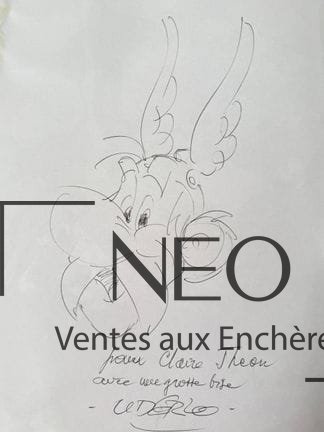 Dédicace manuscrite et dessin d'Astérix signé Uderzo