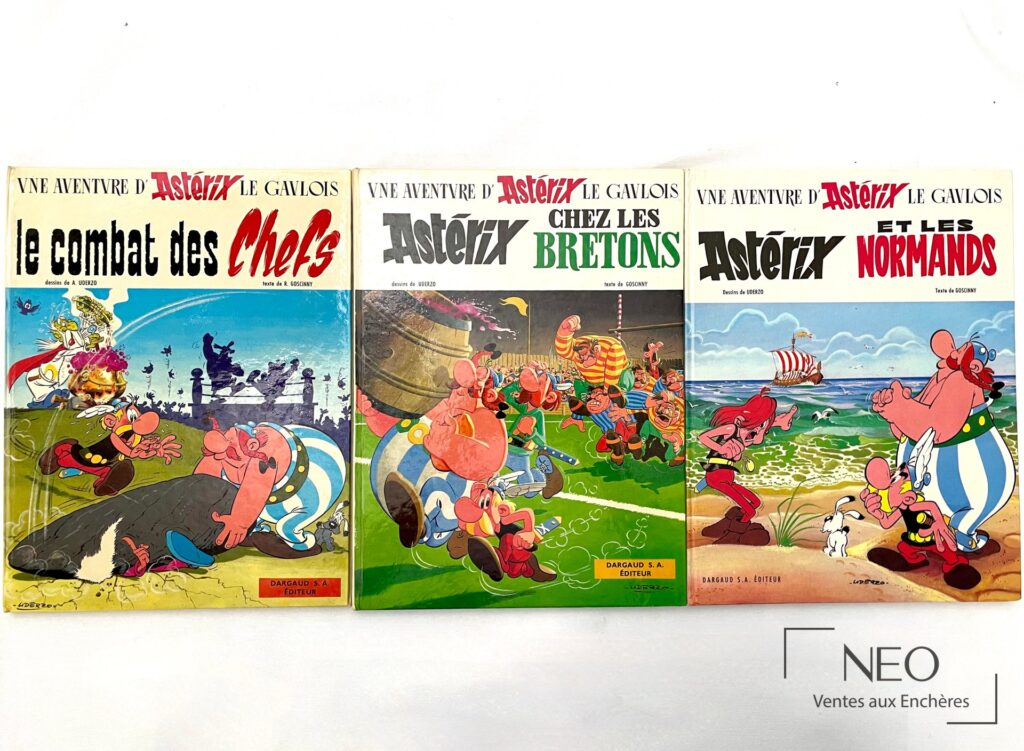 Les trois albums Astérix d’Uderzo présentés de face