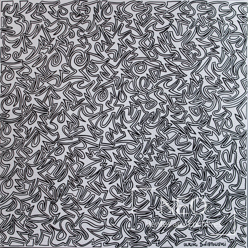 Ulrik Poniatowski, L&rsquo;association 4 couleurs, techniques mixtes, 100 x 100 cm