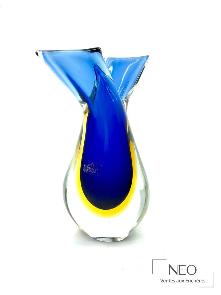 Vase Murano Sommerso en verre bleu