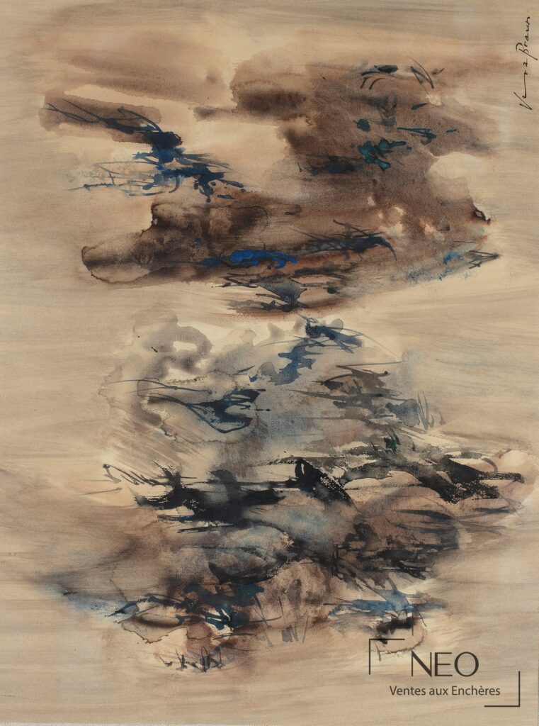 Composition abstraite de Vera Braun en gouache sur papier