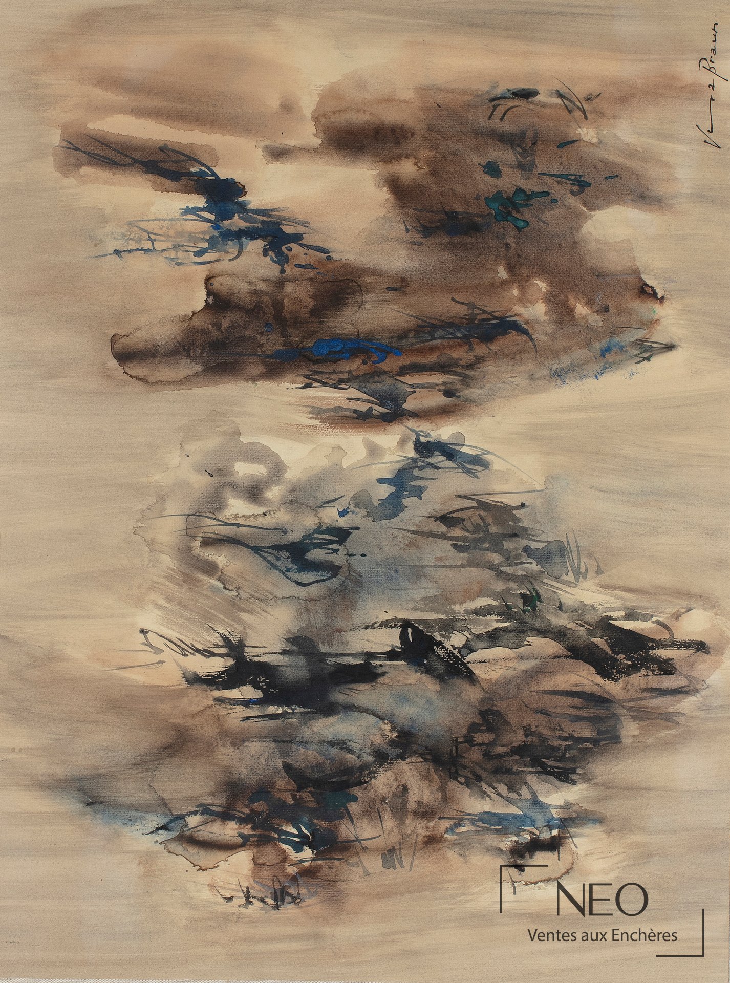 Composition abstraite de Vera Braun en gouache sur papier