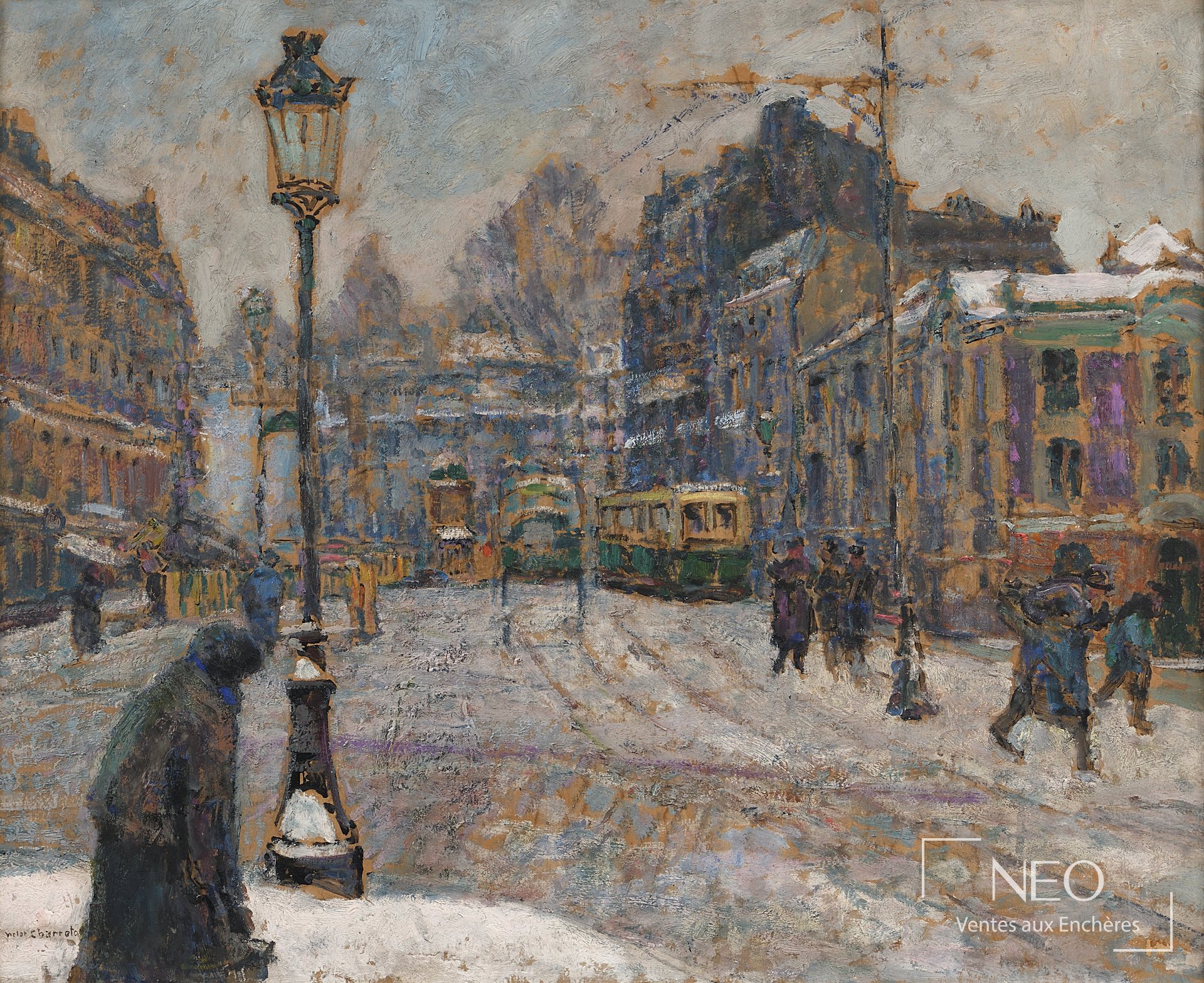 Vue de la place de Clichy sous la neige