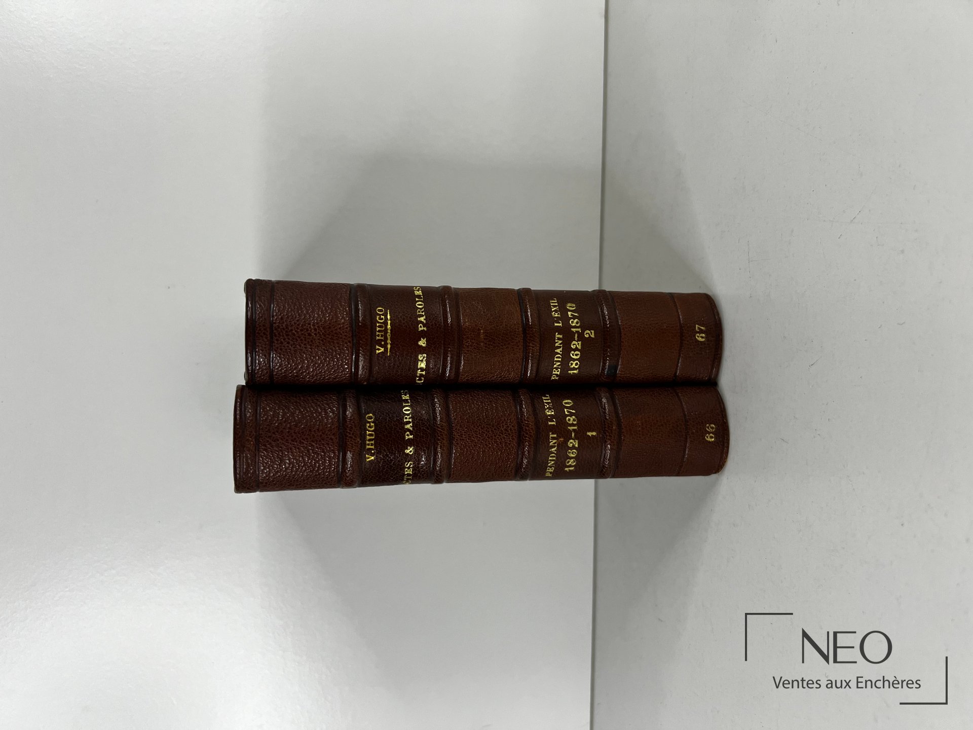 Deux volumes reliés en demi-chagrin brun