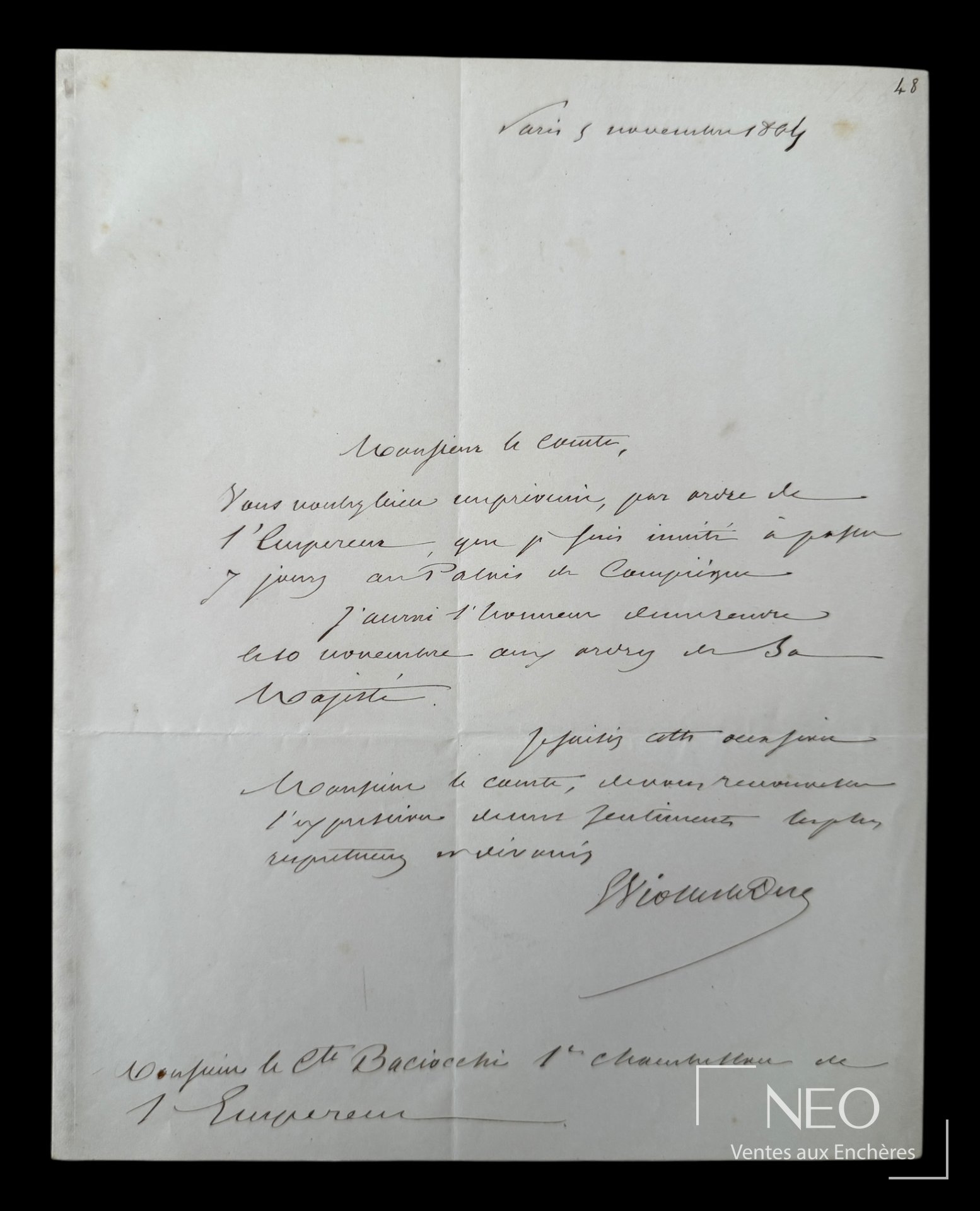 Lettre autographe signée d'Eugène Viollet-le-Duc