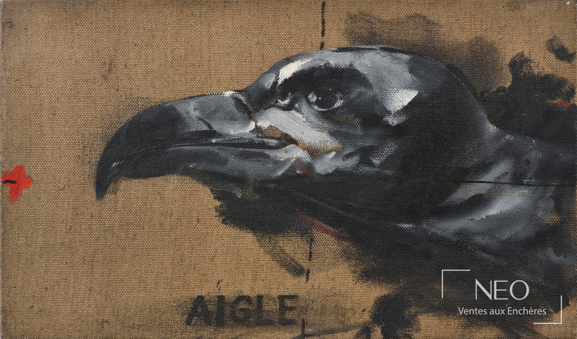 Huile sur toile représentant un aigle