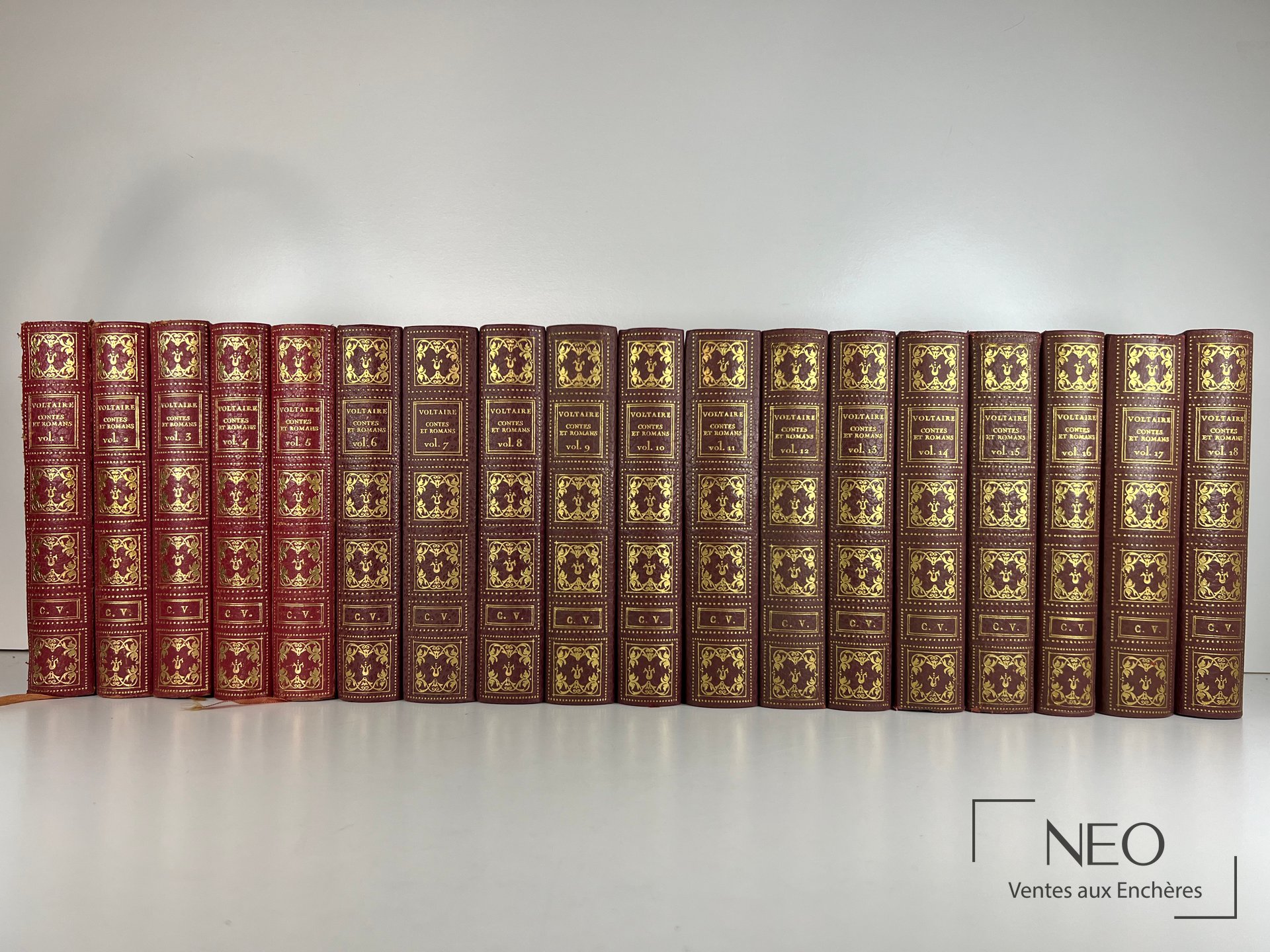 Ensemble de 18 volumes Voltaire alignés
