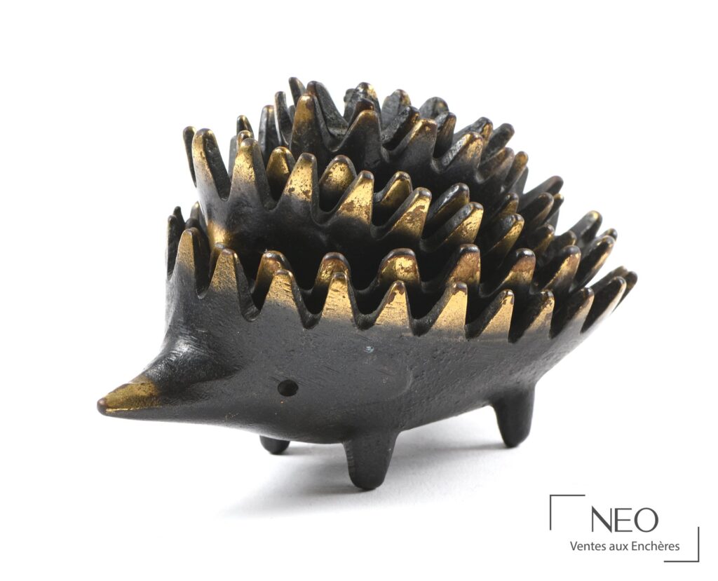 Cendrier gigogne Herisson en bronze noir et doré