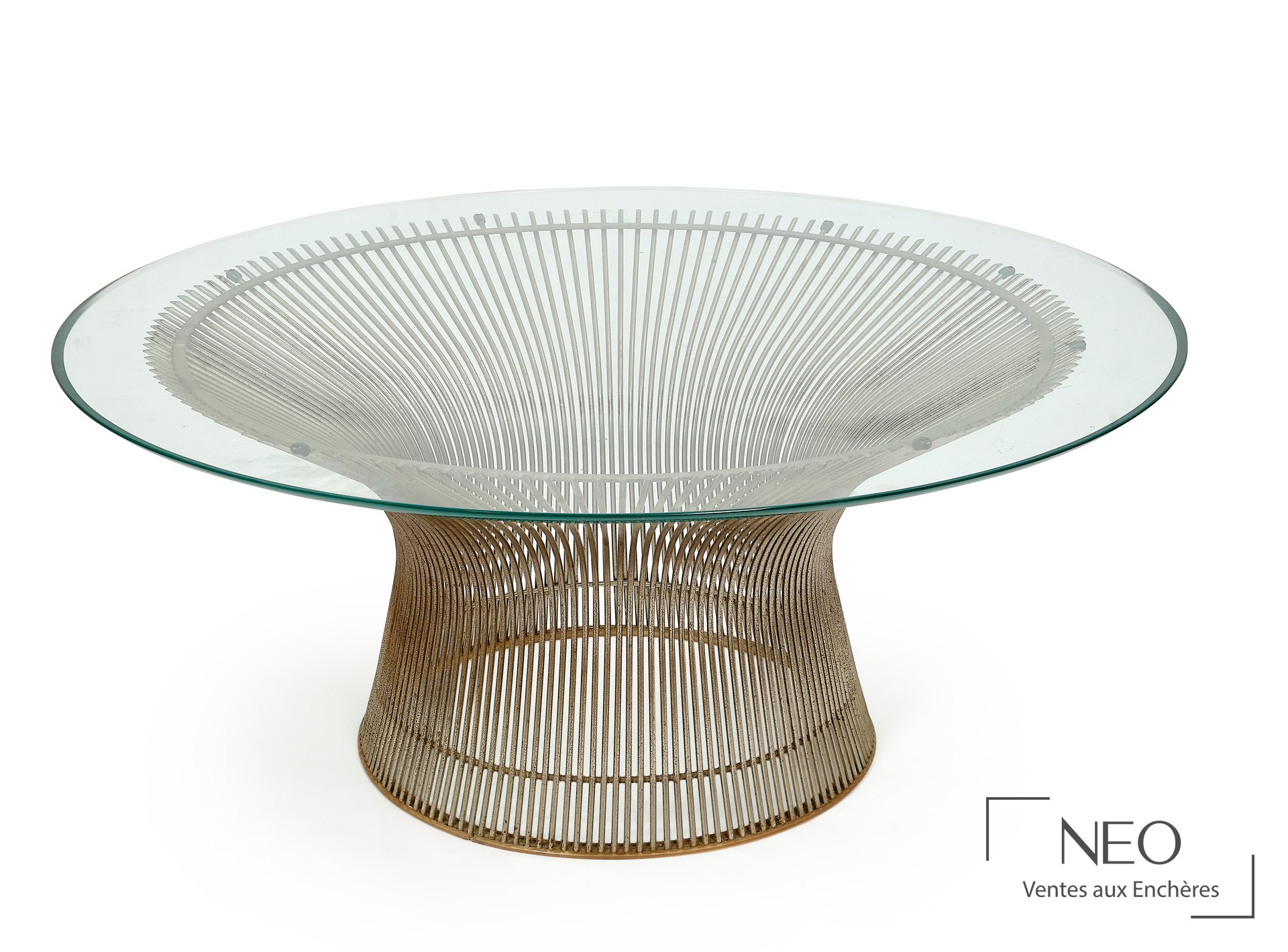 Table basse Warren Platner en verre et acier