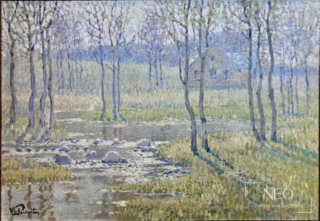 Paysage de rivière bordée d'arbres