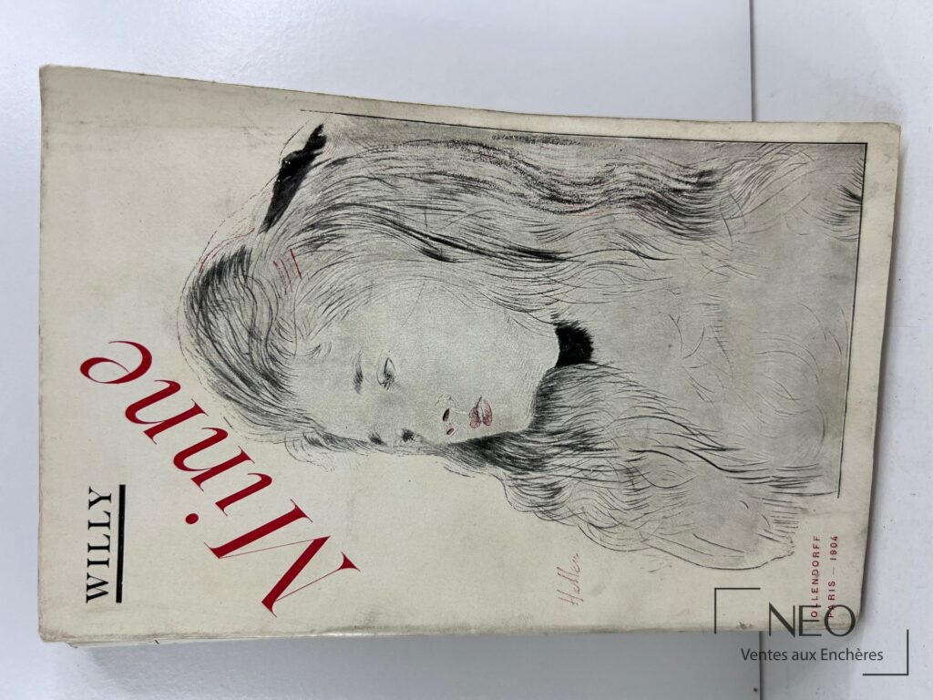 Couverture du livre Minne de Willy / Colette avec portrait dessiné et titres rouges.