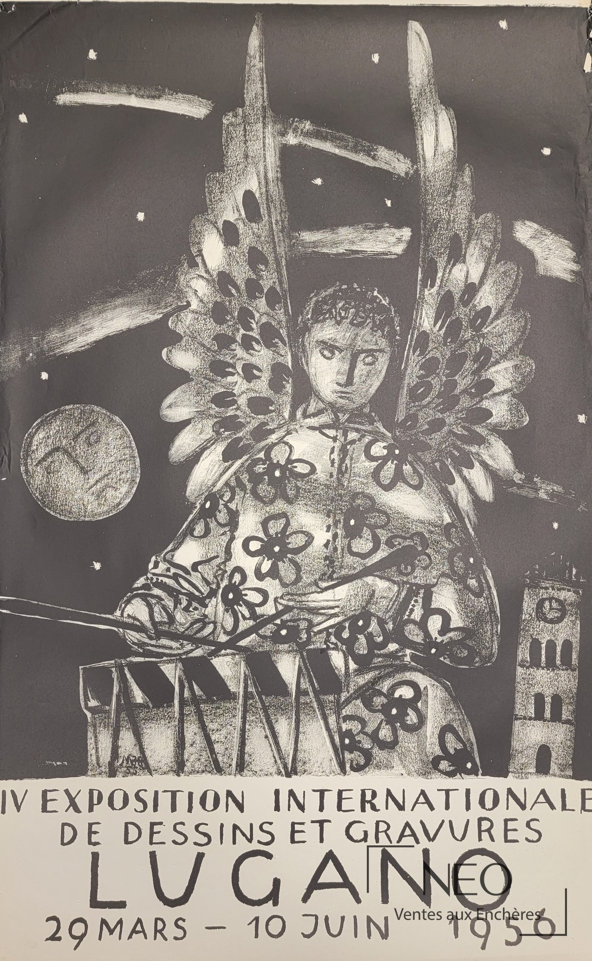 Wolfsberg DRUCK, affiche d’après Lugano, exposition internationale de dessins et de gravures