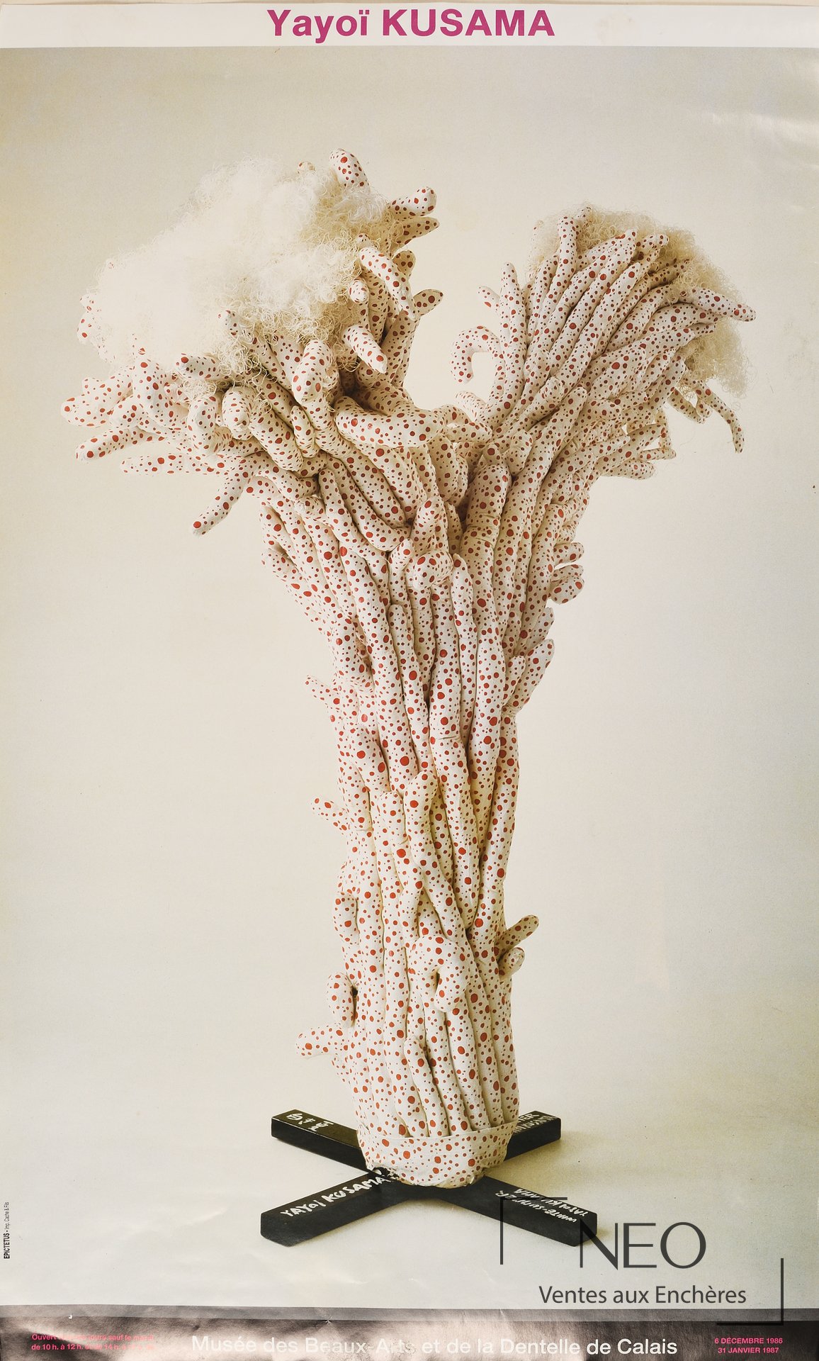 Yayoi Kusama, d’après, affiche d’exposition du Musée des beaux-arts de la Dentelle de Calais
