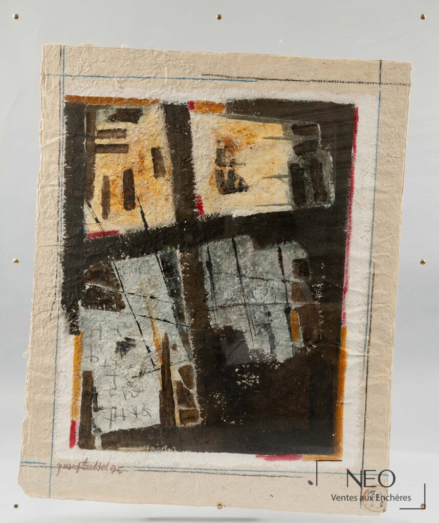 Composition abstraite de Yusuf Arakkal sous plexiglass