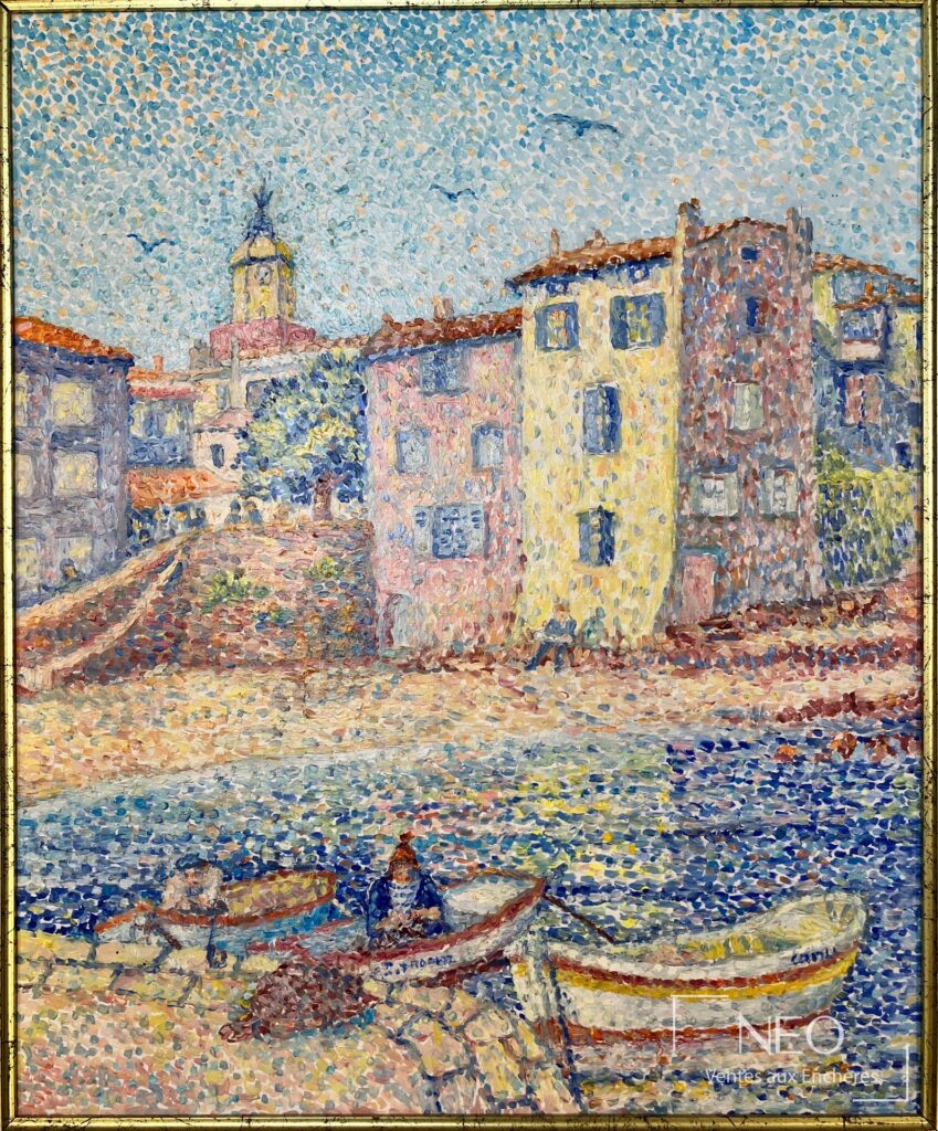Vue de la plage de la Ponche à Saint-Tropez de Yvonne Canu