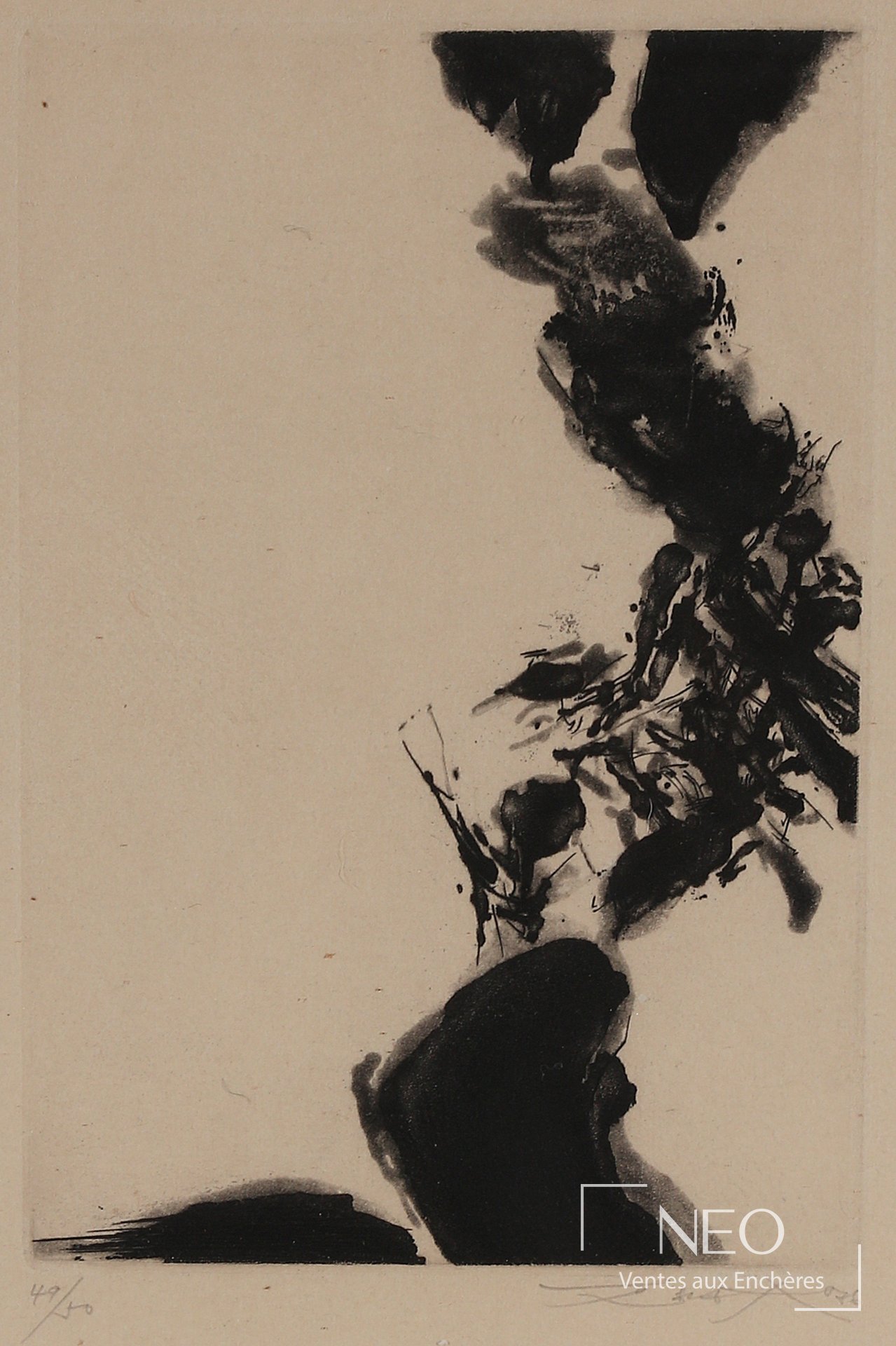 Lithographie de Zao Wou-Ki en noir sur papier