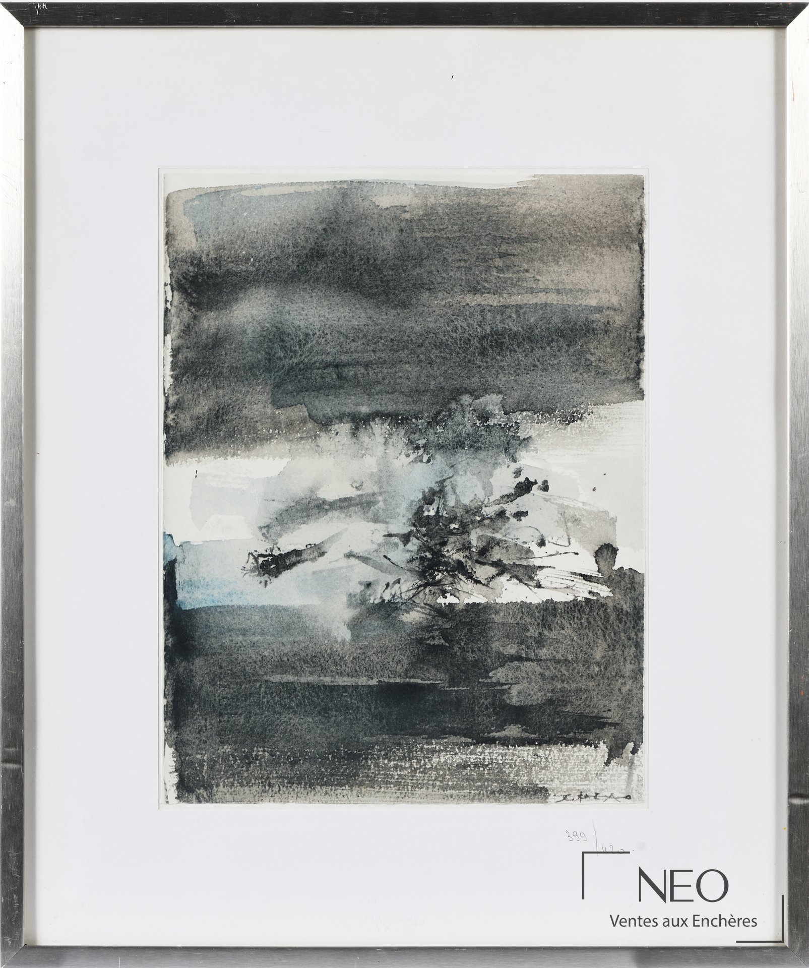 Composition abstraite de Zao Wou-Ki sous verre