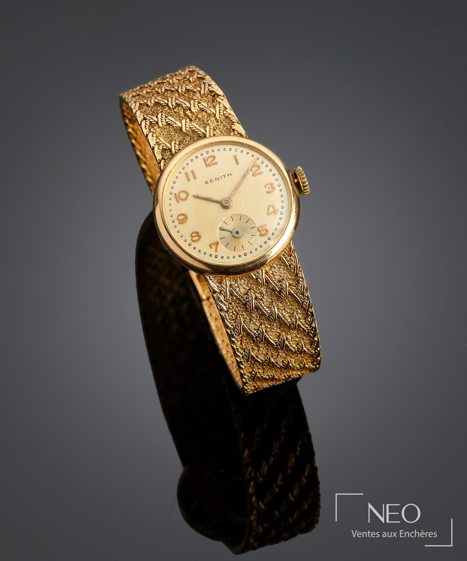 Zenith montre-bracelet en or jaune 18 carats, cadran circulaire