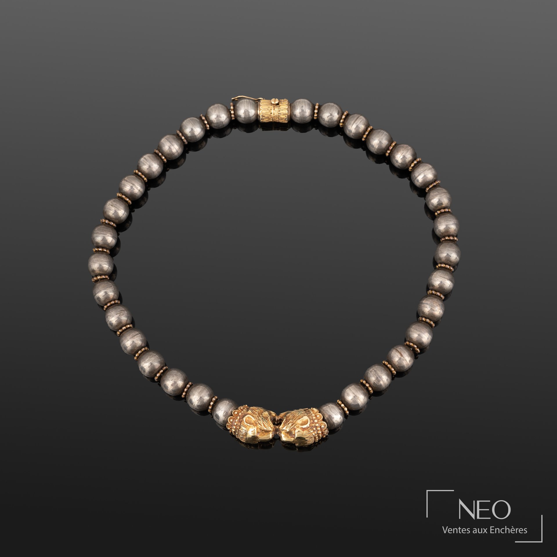 Collier Zolotas en or jaune et perles en argent