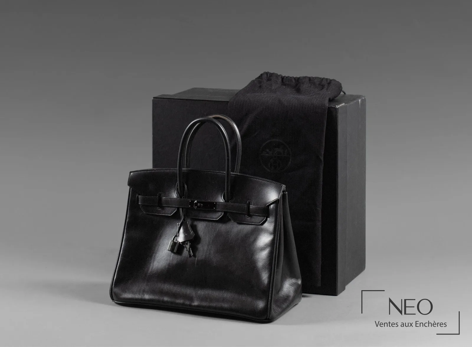 Intérieur, dustbag et boîte d’un sac Birkin Hermès, estimation sac de luxe complet