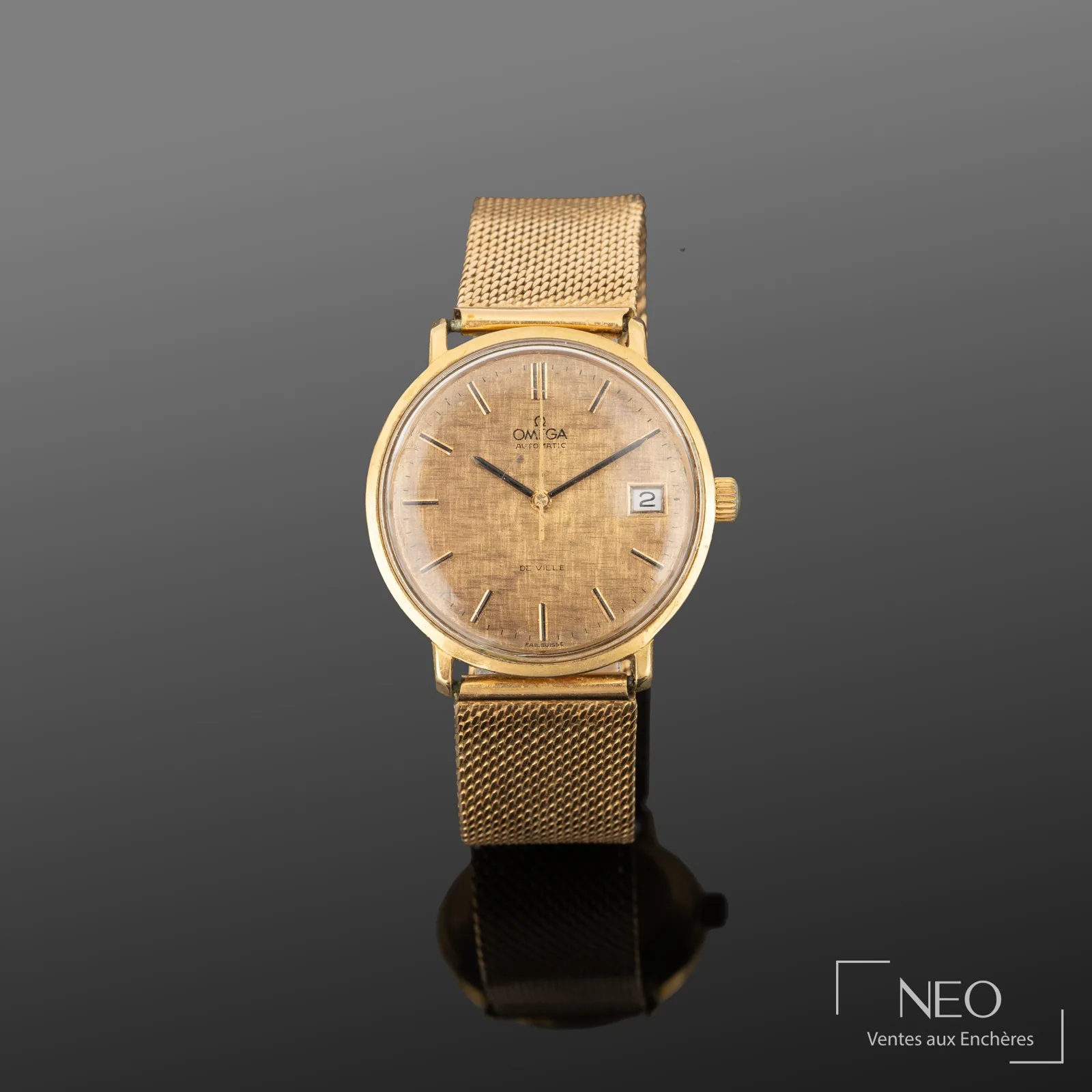 Omega De Ville en or jaune 18 carats, cadran lin, estimation montre Omega en or