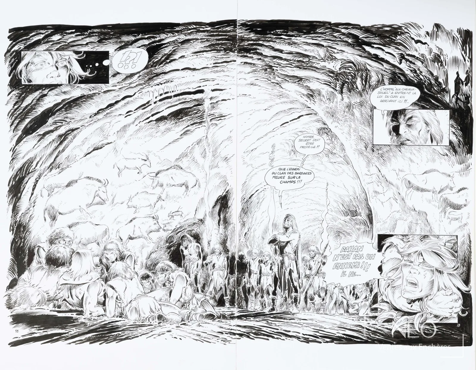 Double planche originale de Rahan par André Chéret vendue aux enchères à l'Hôtel Drouot par NEO Enchères