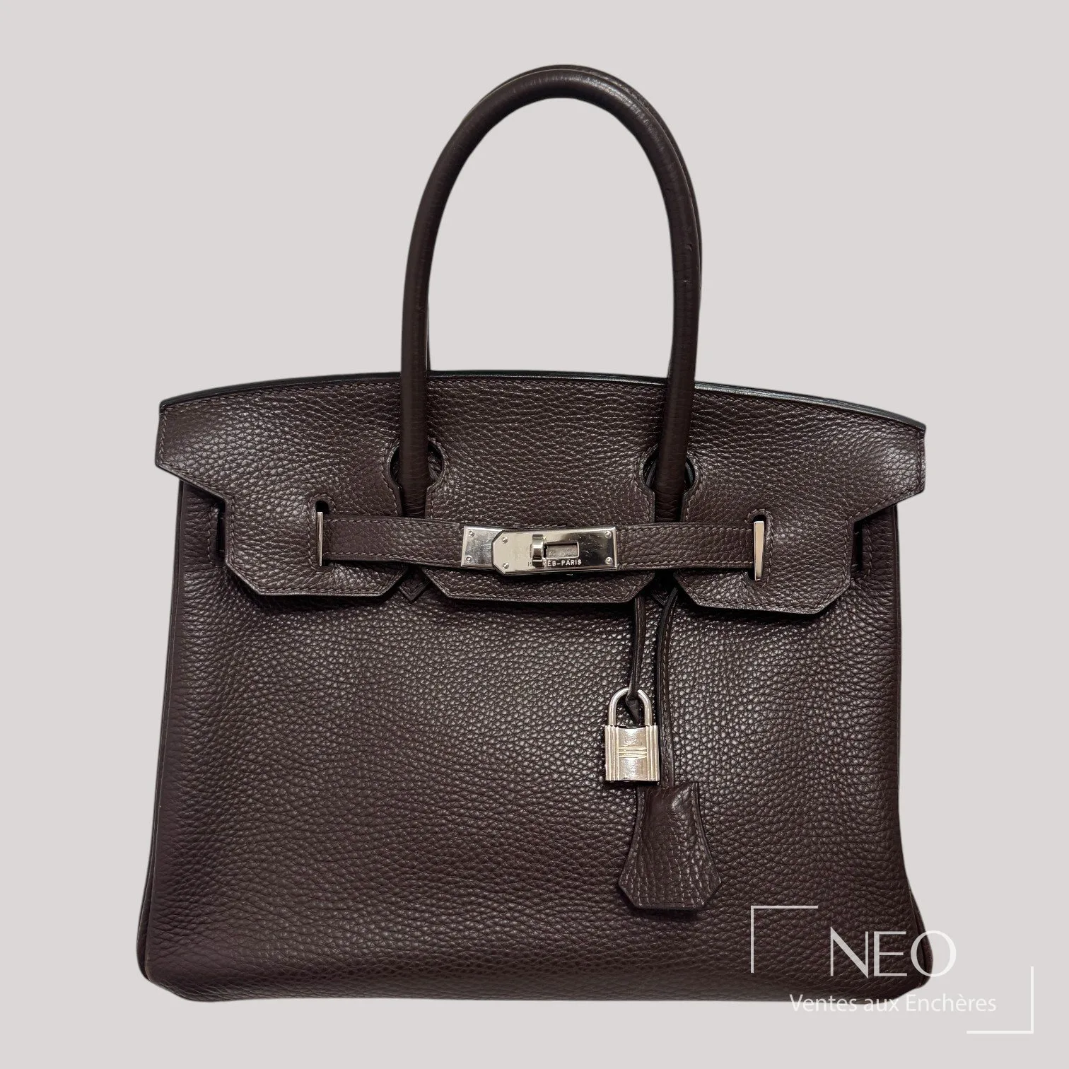 Sac Birkin 30 Hermès en veau Togo chocolat de face, estimation sac de luxe