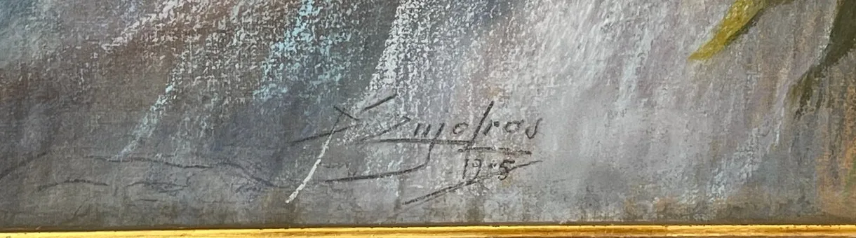 Signature datée 1905 sur un pastel de Delphin Enjolras du fonds d'atelier
