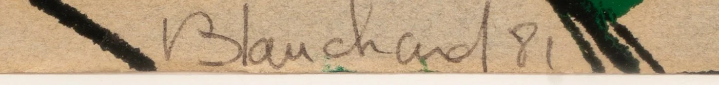Signature Blanchard 81 au crayon sur une acrylique sur papier de Rémi Blanchard, 1981