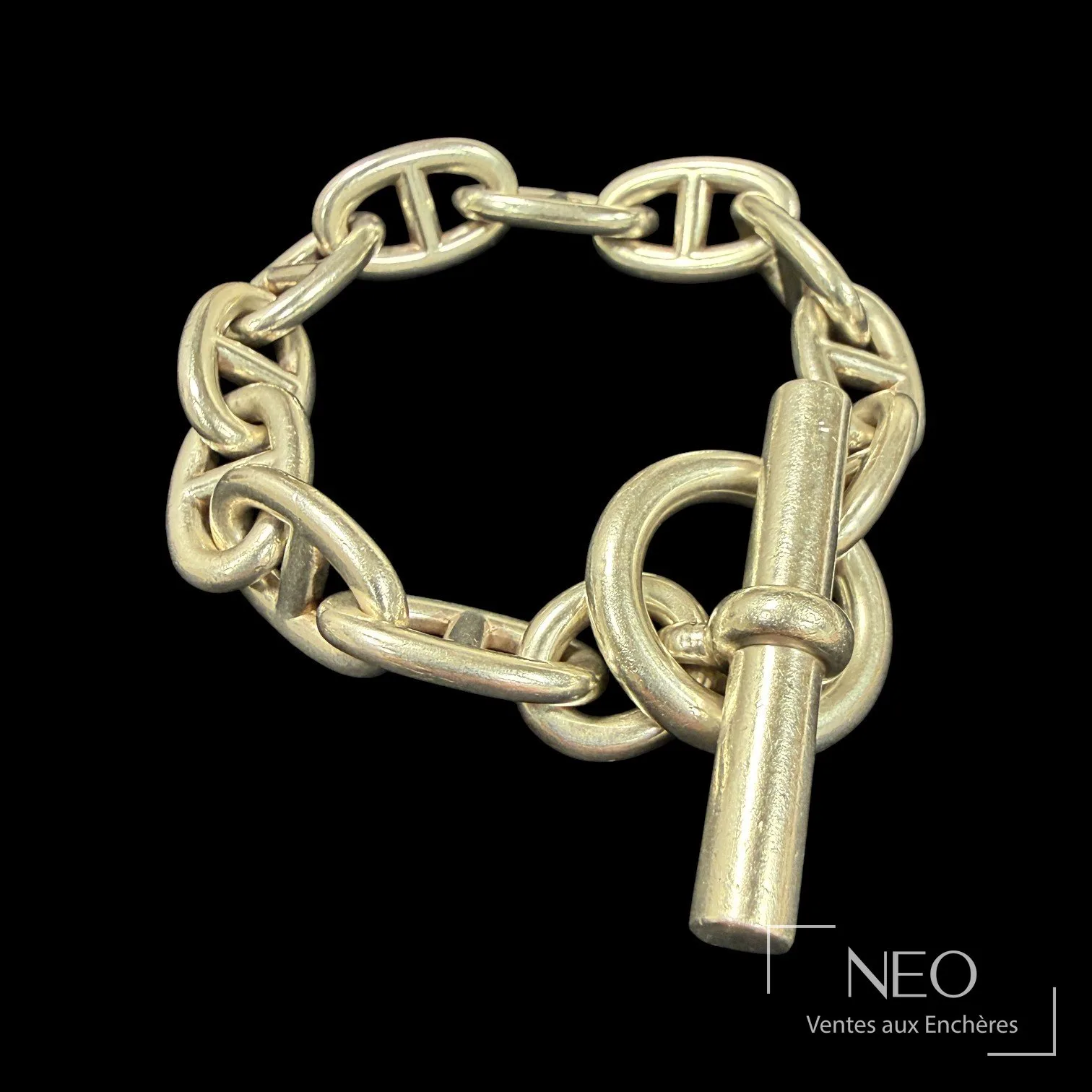 Bracelet chaîne d’ancre GM en argent 925 Hermès, onze maillons, expertisé par NEO Enchères