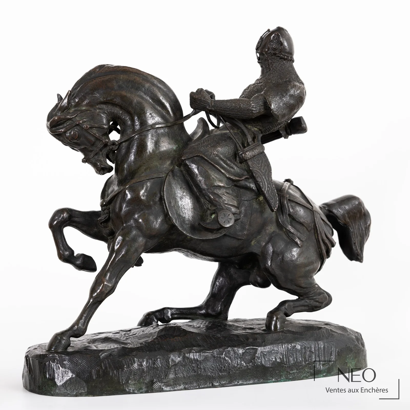 Cavalier tartare d'Antoine-Louis Barye, vrai bronze en fonte d'édition ancienne