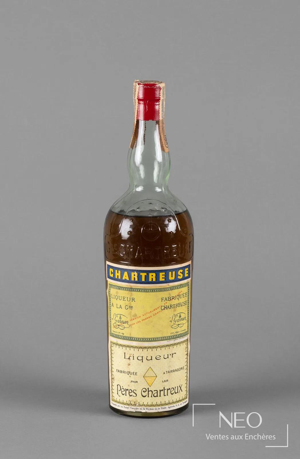 Dater une bouteille de Chartreuse : Chartreuse verte de Tarragone, période 1951-1959 dite El Cumbre, à double étiquette