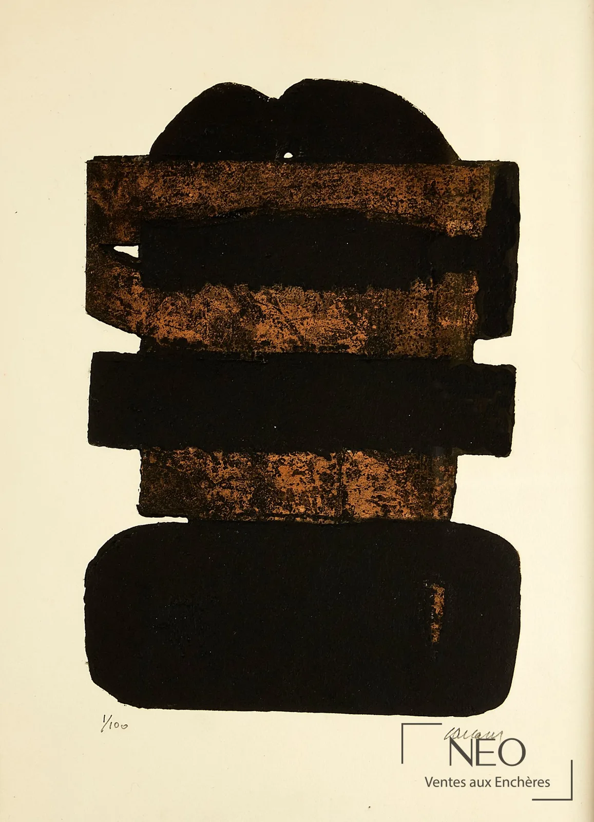 Eau-forte polychrome de Pierre Soulages numérotée 1/100 adjugée par NEO Enchères