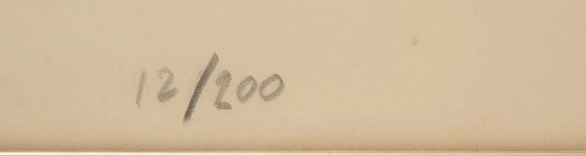 Numérotation 12/200 au crayon en bas à gauche de la Lithographie n°29 de Pierre Soulages