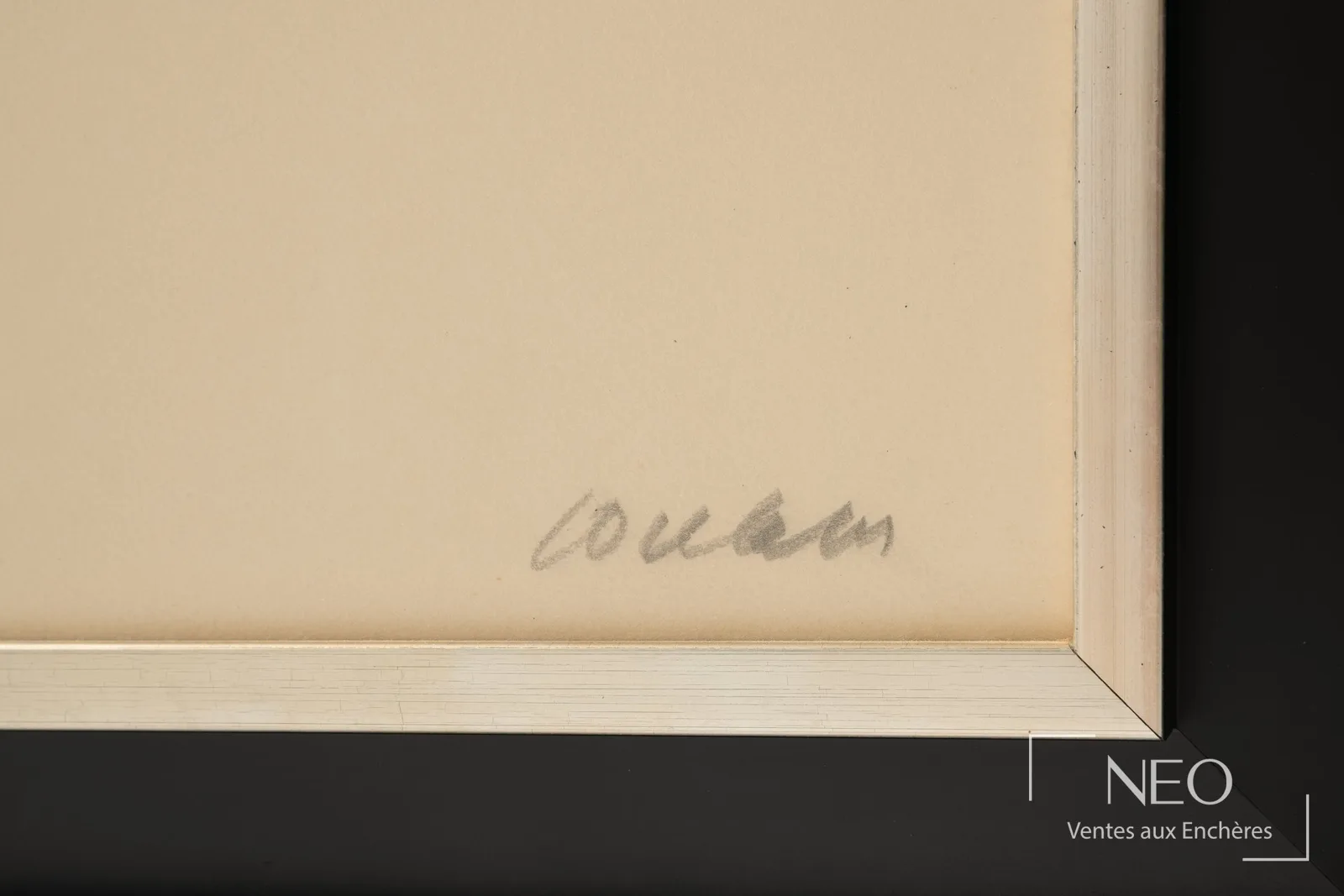 Signature au crayon de Pierre Soulages en bas à droite de la Lithographie n°29, 1972