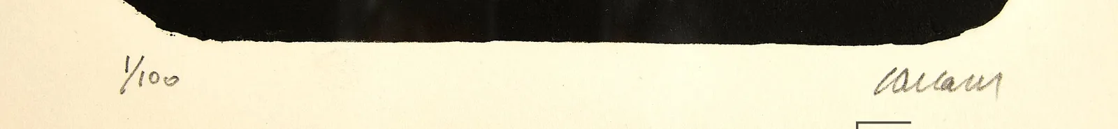 Signature de Pierre Soulages au crayon en bas à droite d'une eau-forte