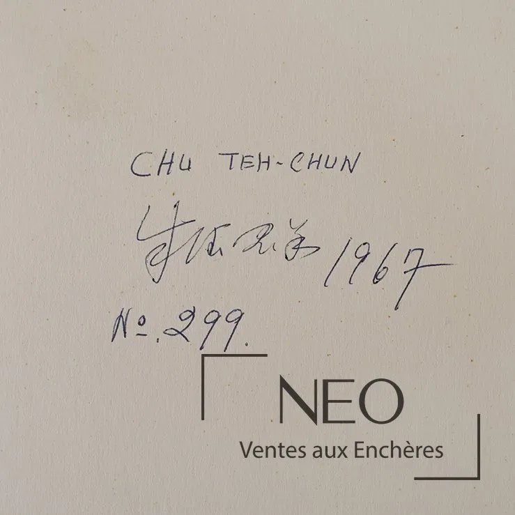 Dos de l'acrylique sur papier N°299 de Chu Teh-Chun, signé et numéroté