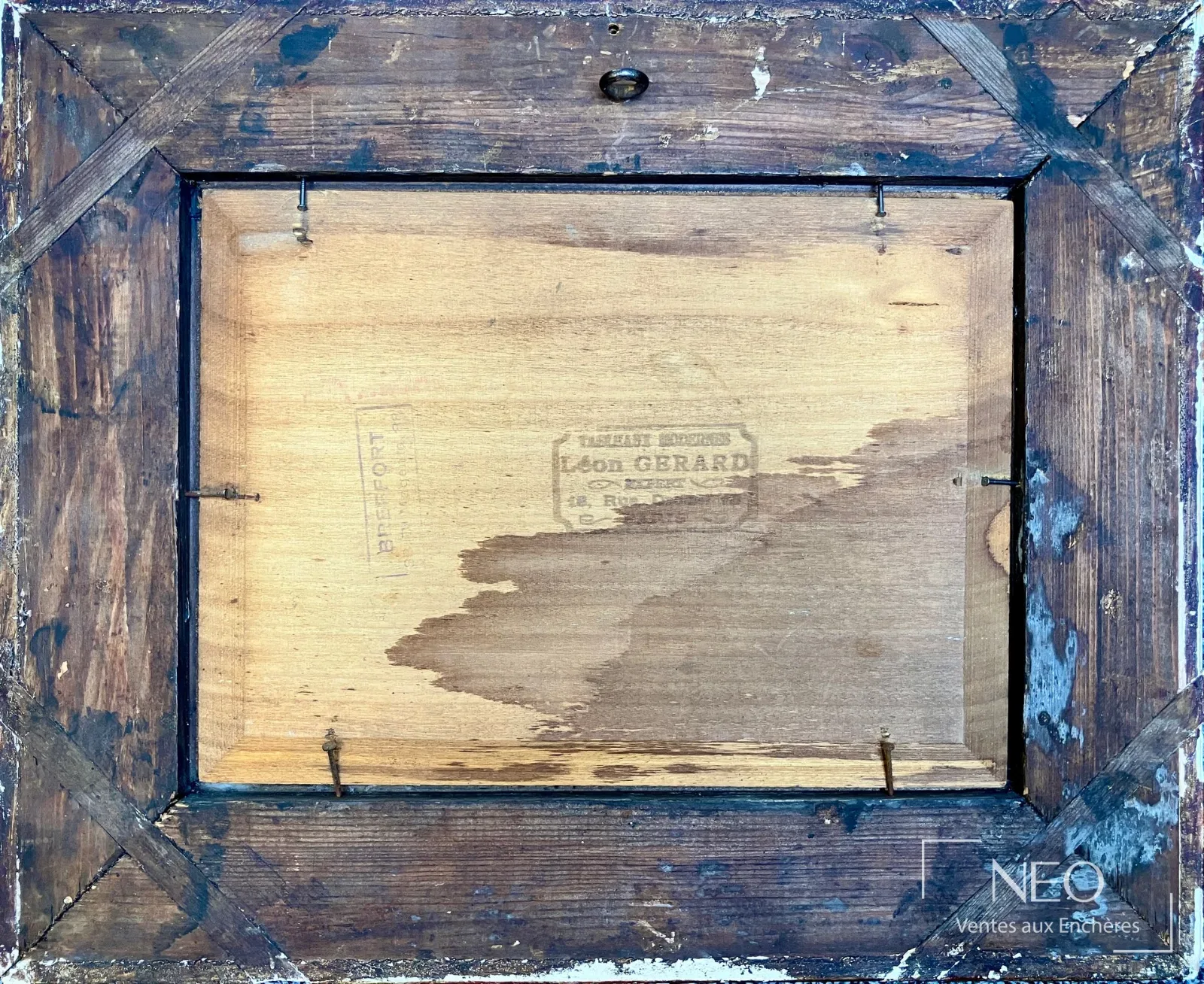 Dos d'un panneau d'Édouard Cortès portant le cachet de la galerie Léon Gérard